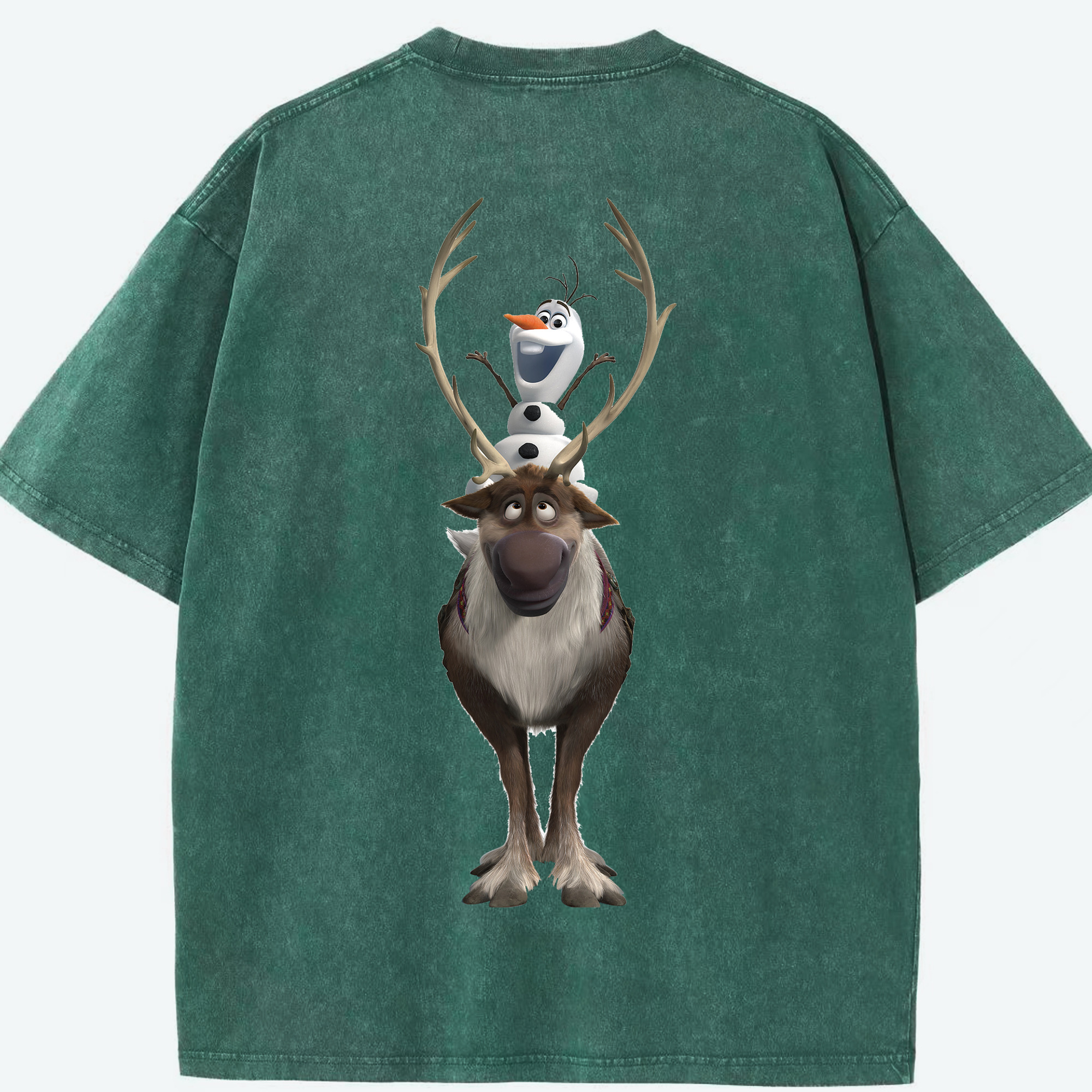 （画像用） アナと雪の女王 アンナ エルサ Frozen Anna Elsa 綿100% ヴィンテージ風 半袖Tシャツ（背面プリント）